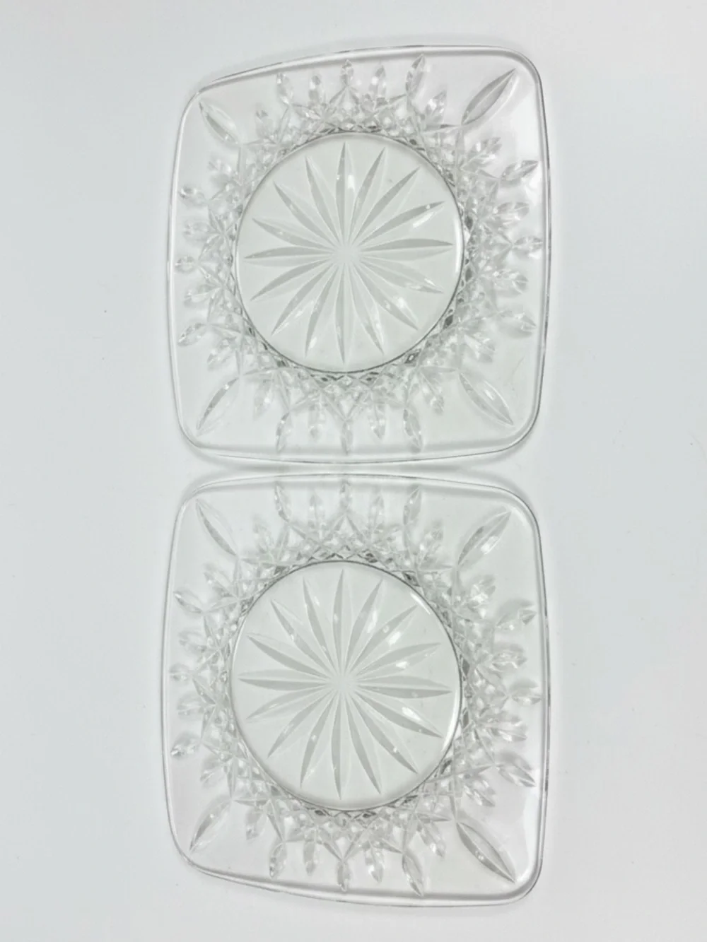 Waterford Lismore Crystal 8” Square Accent Plates Pair #117045 Ireland Box